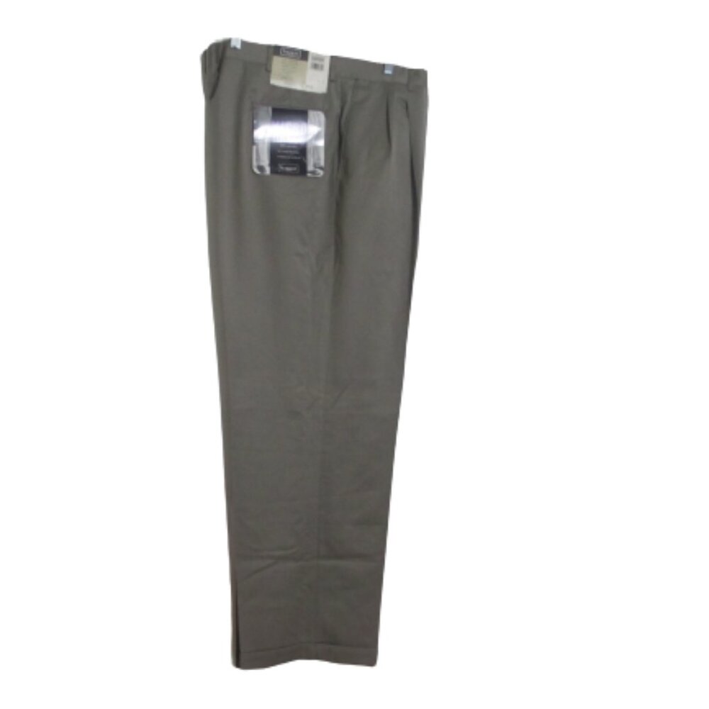 Hagger's Men's Tan 100% Microfiber Pleated- Cuff Dress Pant
